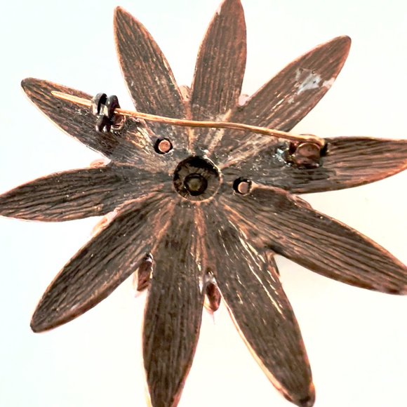 Vintage Copper Red Moonglow Starburst Flower Brooch - Picture 5 of 5